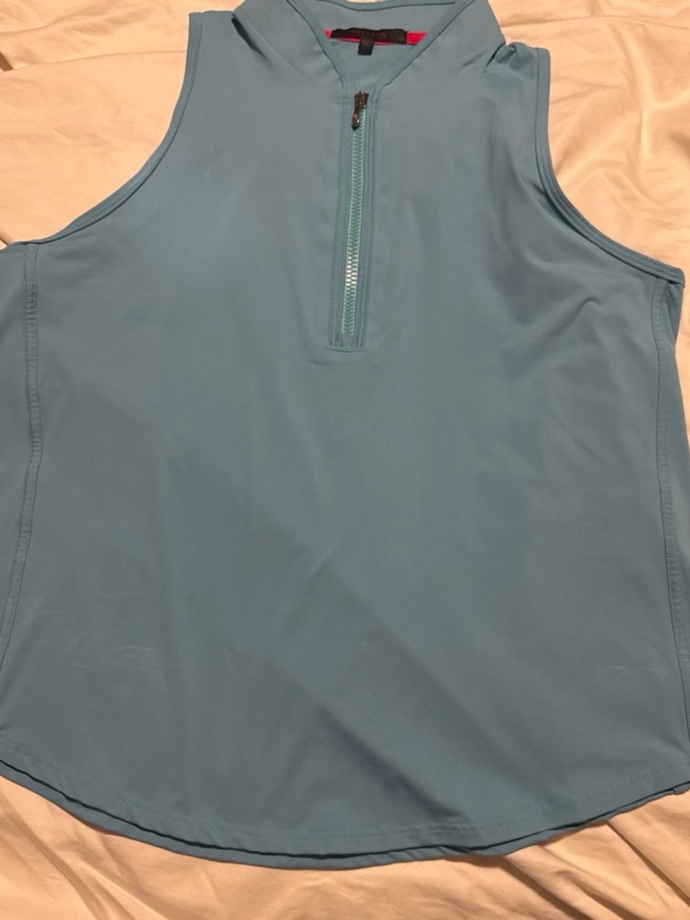 Women’s Light Blue Sleeveless Top with Front Zip